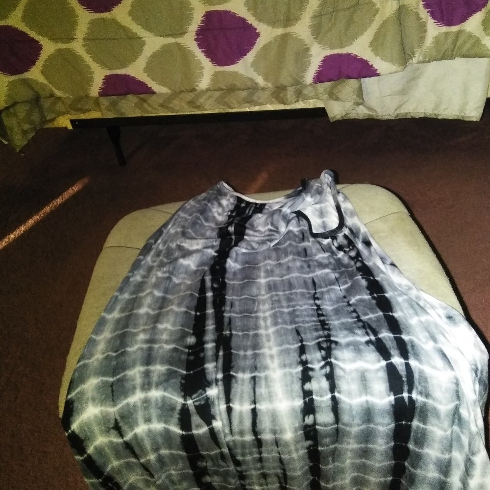 Gray and white blouse